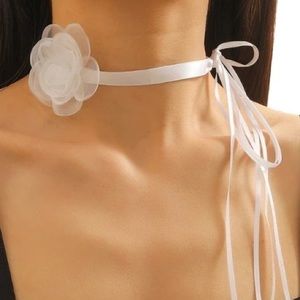 Rose choker ribbon necklace
